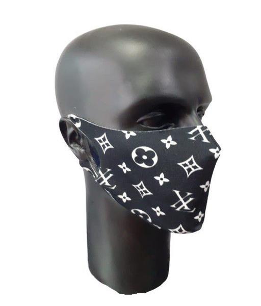 2 Máscaras de Proteção Individual Tecido Estampada Preto C/ Branco - Lynx Produções Artistica