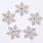 5 Pçs Floco De Neve Cristal Strass Diamante Botões Enfeite Tom Prata