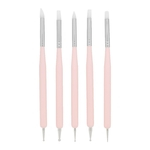 5 Pcs 2 Formas Nail Dotting Pen Silicone Nail Pen Nail Art Brush UV Gel Pintura Desenho Escova Manicure Tool