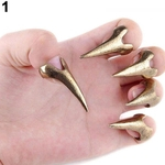 5 Pcs Retro Punk Talon Rings Decoração De Unhas Sharp Alloy Finger Garra Knuckle Ring Set