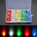 500pcs / caixa de luz LED branco / amarelo / vermelho / azul cinco milímetros / verde Variedade Diodes Kit DIY