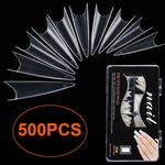 500pcs Extra Long Clear Stiletto Pontas das unhas postiças Gel acrílico Salon Half Cover Tip Nail