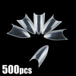 500pcs / Set Stiletto Ponto Forma Natural Branco Transparente Acrílico Francês Falso Unhas De Gel Uv Dicas Diy Unhas