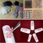 50Pcs 3D Design Nail Art Sticker Tips Flower Butterfly Manicure Decor Decals