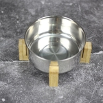 5inches redonda de aço inoxidável alimentação Bowl with Bamboo suporte de madeira para Cat Pet