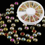 5mm Alloy Colorized Round Nail Art Rhinestone Pearl Wheel Decorations Tool