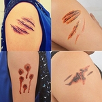 5pcs etiquetas do tatuagem de halloween filme travesso compõem cicatrizes falsas parece ferido
