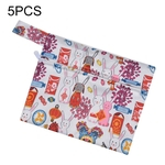 5Pcs Floral Print Menstrual Pad Sanitary Panty Liner Bolsa De Armazenamento Impermeável