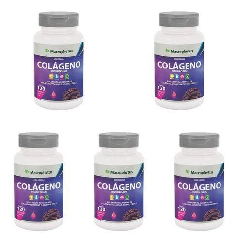 5x Colageno Hidrolisado com Vitamina C 1200mg 120 Capsulas - Macrophytus