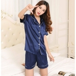 5XL 5 cores de verão Mulheres de manga curta cetim de seda Pijamas cintura elástica Shorts Pijamas Verão Plus Size Roupa de Noite