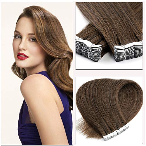 (6 ) - 5A Grade Mini Tape In Real Human Hair Extensions Straight 41cm 10Pcs 15g 1.5g/pc (6 )