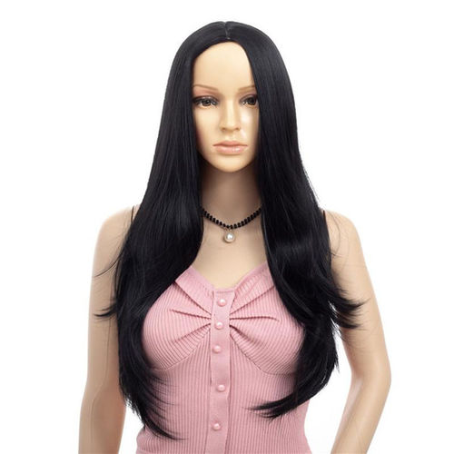 "26 ""beleza longo encaracolado penteado peruca para preto branco mulheres moda cabelo sintético resistente ao calor cosplay completa peruca role playing perucas de natal"