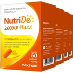6 Caixas NutriDE Maxx Vitamina D 2000UI 400mg 60 cápsulas Maxinutri