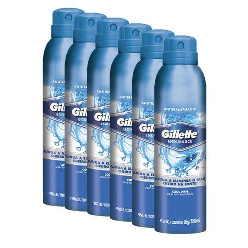 6 Desodorantes Antitranspirante Gillette Cool Wave 93g