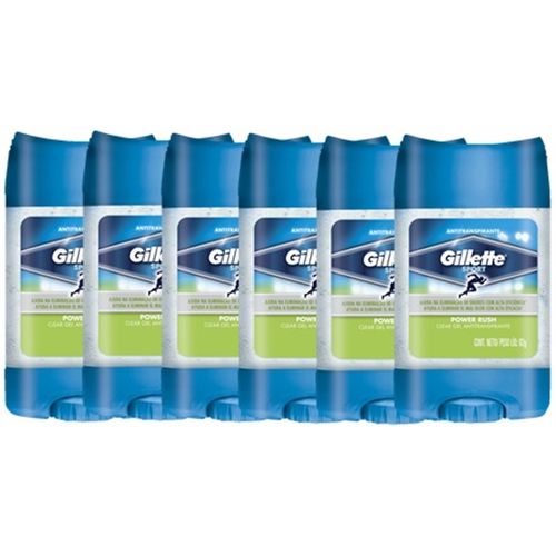 6 Desodorantes Gillette Clear Gel Power Rush 82g