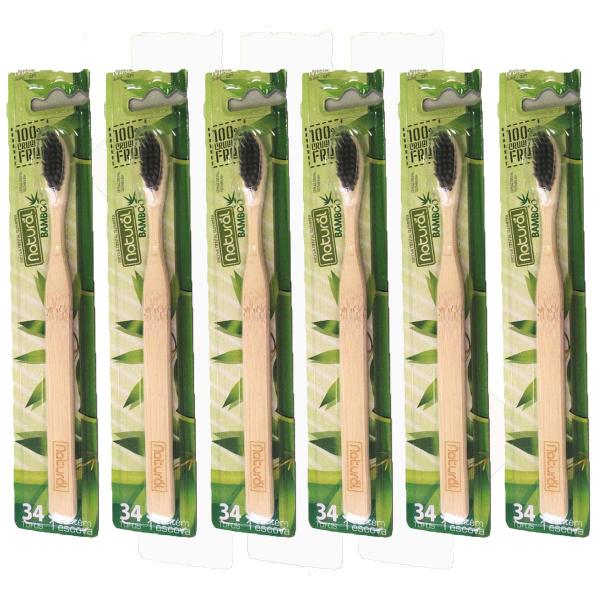 6 Escova Dental de Bambu Biodegradável - Suavetex