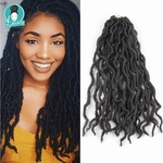 1 Packs 20inches Ombre Curly Faux Locs Crochet Hair Extensions Pre-Looped Deep Wavy Goddess Locs Crochet Hair For Women