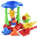 6 pcs infantil Praia Brinquedos Toy Areia Set Moldes Balde Pás Rakes Ampulheta Windmill puxar cordas para fácil limpeza reutilizável Nova