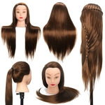 26 Polegadas bonecas de cabeça Marrom para cabeleireiros penteados de cabeça sintéticos Cabeça de Manequim Feminino Cabeleireiro Styling Cabeça de Boneca de Fibra