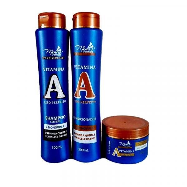 6 Shampoo 6 Condicionador 6 Mascaras Vitamina a Liso Perfeito - Minas Formula