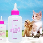 60ml pequeno gatinho cão dispositivo de alimentação mamadeira mini-três peças pet garrafa set (cor enviada aleatoriamente)
