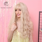 26inch Sexy ouro Mulheres Long Curls peruca com franja