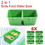6pcs 2 em 1 gaiola de hamster copos de alimentação duplos papagaio alimentador de tigela de água de comida de pássaro