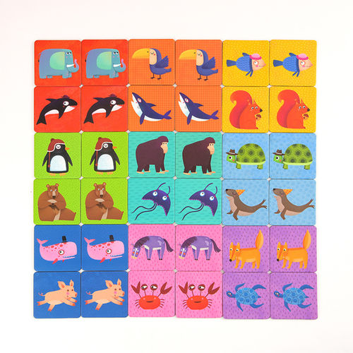 36pcs / set Crianças animal Papel Emparelhados Cartões do bebê aprendizagem cognitiva jogo associativas Brinquedos de memória