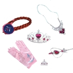 6pcs / set luvas de pelica Princesa Cosplay Crown Magic Stick peruca Braid Colar Anel