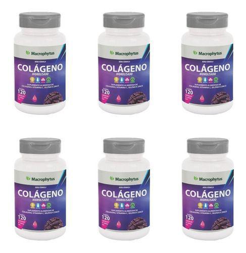 6x Colageno Hidrolisado com Vitamina C 1200mg 120 Capsulas - Macrophytus