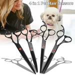 7.0 polegadas Dog Scissors Set Pet Dog Grooming Scissors Kit Tesoura Reta Tesoura Curvada Tesoura de Desbaste + Pente Ferramenta de Corte de Cabelo