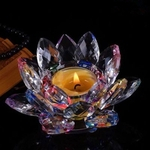 7 Cores Cristal Lotus Flower Candle Holder budista Candlestick Decor