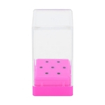 7 furos Nail Art moer a cabeça Bits Titular Container exibição caso Caixa de armazenamento (rosa)