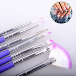 7 pcs / set Pintura Nails Pen Brushes Decorações Nail Art Gel UV polonês jogo de escova