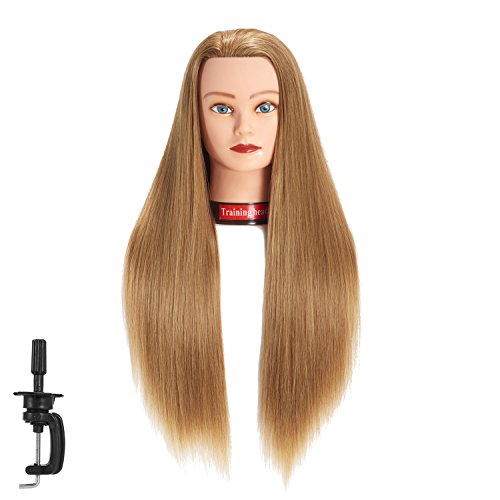 70cm - 70cm Mannequin Head Hair Styling Training Head Manikin Cosmetology Doll Head Synthetic Fibre Hair Hairdressing Training Model With Free Clamp