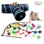 27PCS / Set 3 maneiras Tunnel Plush mouse Feather Bell Ball Set Toy para gatos de estimação
