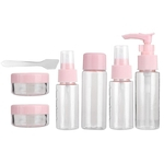 7pcs Viagem Cosmetic Líquido Containers Shampoo Loção Shower Gel armazenamento Garrafa de Spray Set-de-rosa