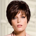 8 inches Women Fashion American Hairstyles Wig Short brown wig Highlights Straight Lady's Synthetic Hair Wigs
