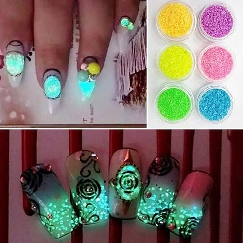8 Pcs Moda Feminina Glitter Luminosa Nail Art Stickers Dicas Manicure Glow In The Dark