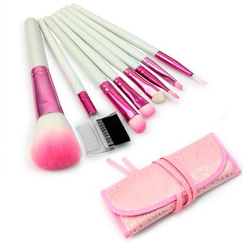 8 Pcs Rosa Pro Pincéis de Maquiagem Set Eyeshadow Kit Escova Cosmética + Rosa Caso