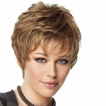 8inches Beautiful Short wigs for women Straight style Synthetic Light Brown wig with bangs