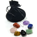 8pcs Multicolor Inspirado Pedra Natural Fé Meditação Presente Com Bolsa