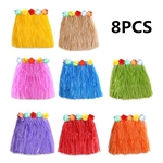 8pcs Plastic Grass Skirt colorido cintura ajustável Hula Saia de atividades do partido