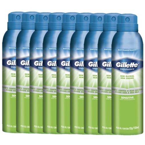 9 Desodorantes Gillette Antitranspirante Sensitive 150ml