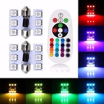 31 milímetros 6 SMD 16-Color LED RGB Festoon Dome Lâmpada Car Light Interior com controle remoto