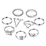 9 Pcs/set Vintage Retro Ring Set Unique Heart Bowknot Knuckle Finger Jewelry Accessories