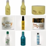 9 Produtos - M.Teia, Kit S.O.S., O.Árgan, M.Ouro, S.Control, Leavein, S.Di Lino - Natural Hair Cosméticos