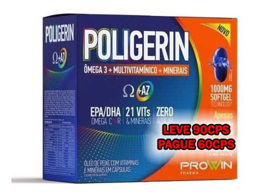 90cps Poligerin Omega 3 e Polivitaminíco. Leve 90cps pague 60cps - Prowin