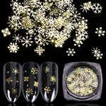 90Pcs / Box Christmas Snowflake Golden Nail Art Sequins Decoração De Manicure Ultra-fina