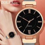 ZOLFA Sleek Minimalist Stainless Steel Mesh Belt Ladies Quartz Watch
